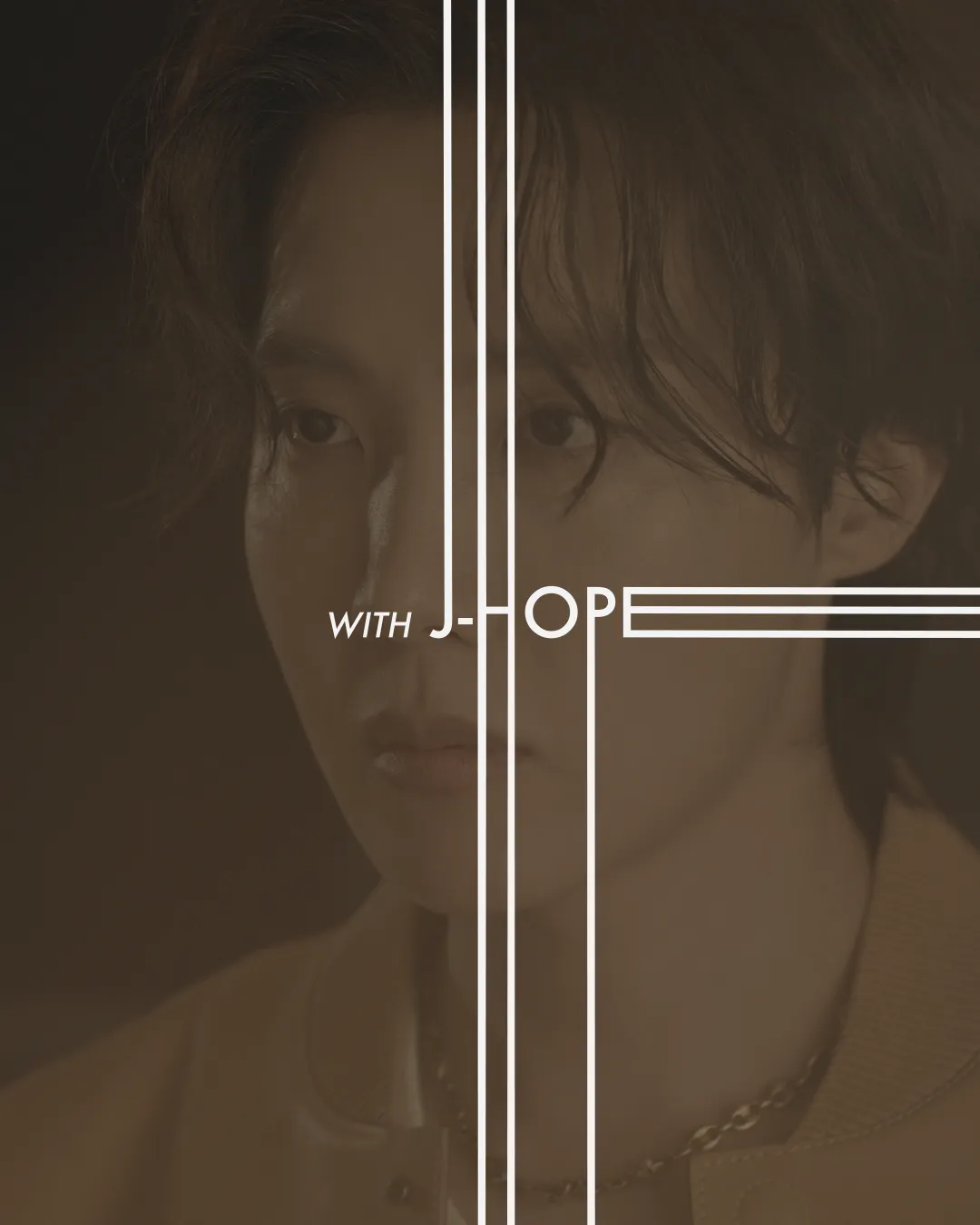 Louis Vuitton x J-Hope - portrait en gros plan avec typographie en surimpression